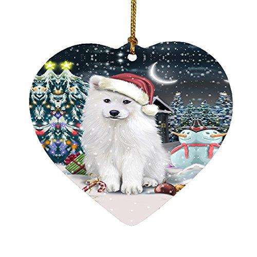 Have a Holly Jolly Samoyed Dog Christmas Heart Ornament POR1846