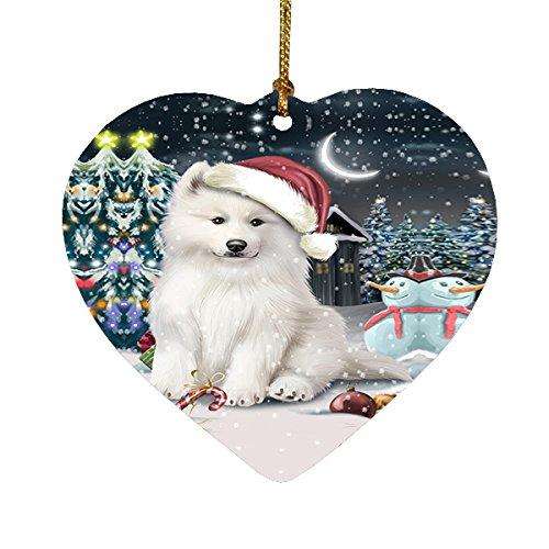 Have a Holly Jolly Samoyed Dog Christmas Heart Ornament POR1847