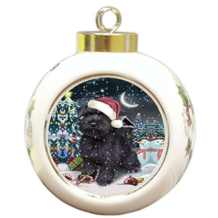 Have a Holly Jolly Schnauzer Dog Christmas Round Ball Ornament POR795