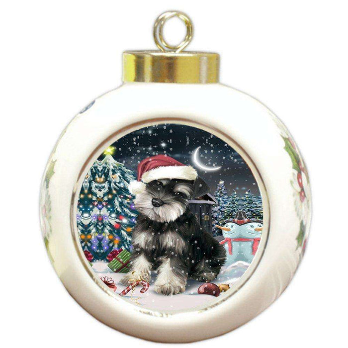 Have a Holly Jolly Schnauzer Dog Christmas Round Ball Ornament POR797