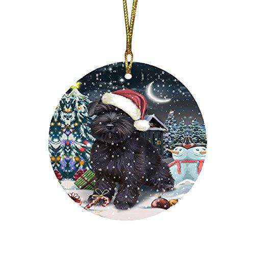 Have a Holly Jolly Schnauzer Dog Christmas Round Flat Ornament POR1359