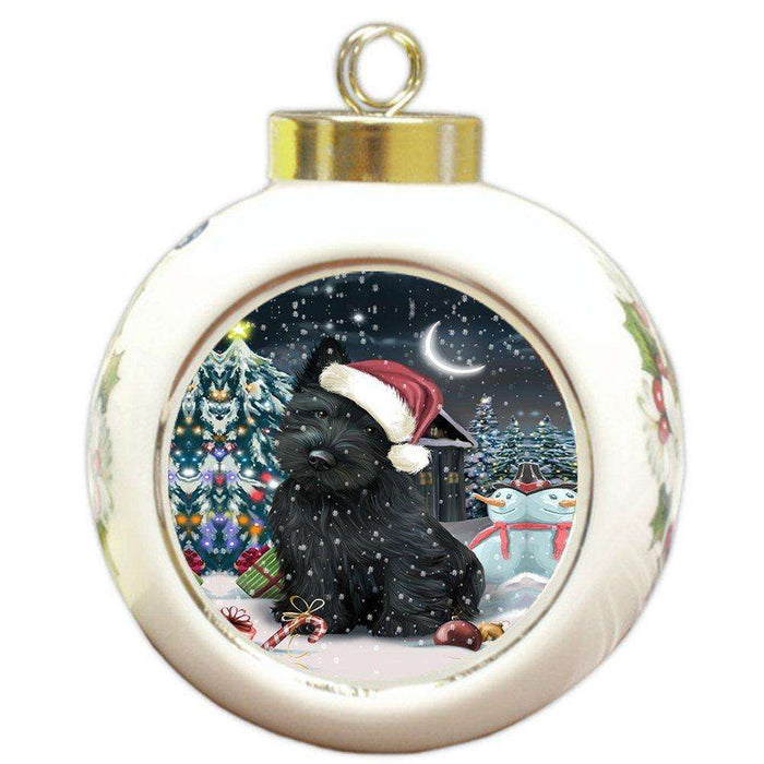 Have a Holly Jolly Scottish Terrier Dog Christmas Round Ball Ornament POR838