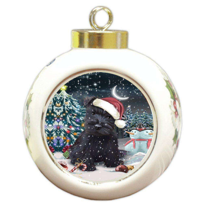 Have a Holly Jolly Scottish Terrier Dog Christmas Round Ball Ornament POR839