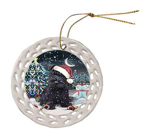 Have a Holly Jolly Scottish Terrier Dog Christmas Round Doily Ornament POR203