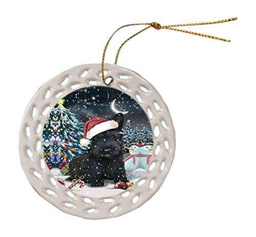 Have a Holly Jolly Scottish Terrier Dog Christmas Round Doily Ornament POR204