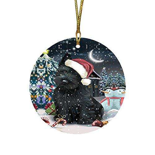 Have a Holly Jolly Scottish Terrier Dog Christmas Round Flat Ornament POR1402