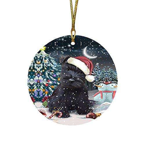 Have a Holly Jolly Scottish Terrier Dog Christmas Round Flat Ornament POR1403