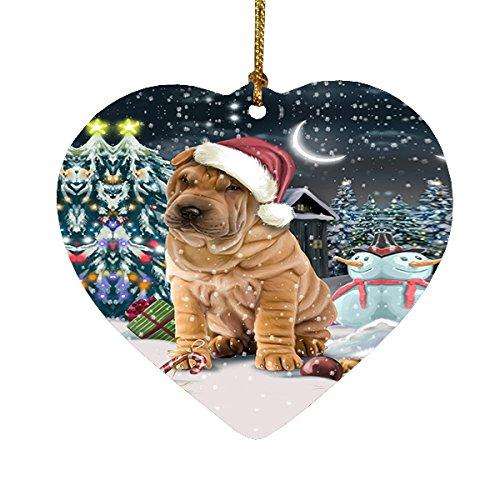 Have a Holly Jolly Shar Pei Dog Christmas Heart Ornament POR1849