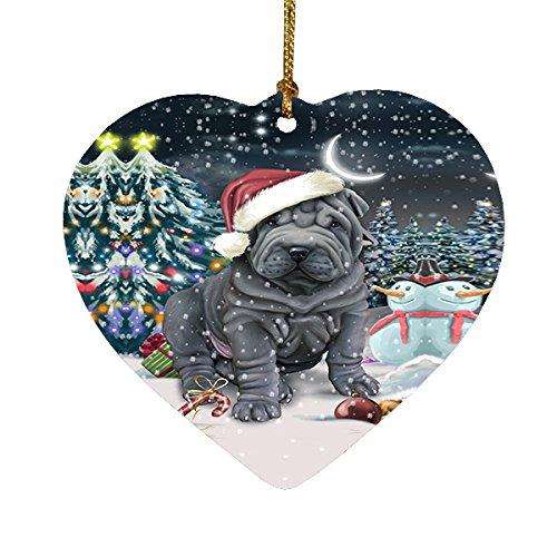 Have a Holly Jolly Shar Pei Dog Christmas Heart Ornament POR1850