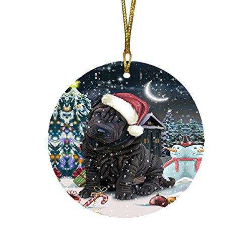 Have a Holly Jolly Shar Pei Dog Christmas Round Flat Ornament POR1321