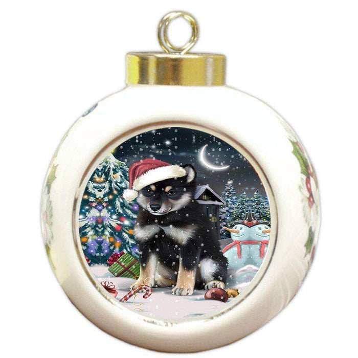 Have a Holly Jolly Shiba Inu Dog Christmas Round Ball Ornament POR884