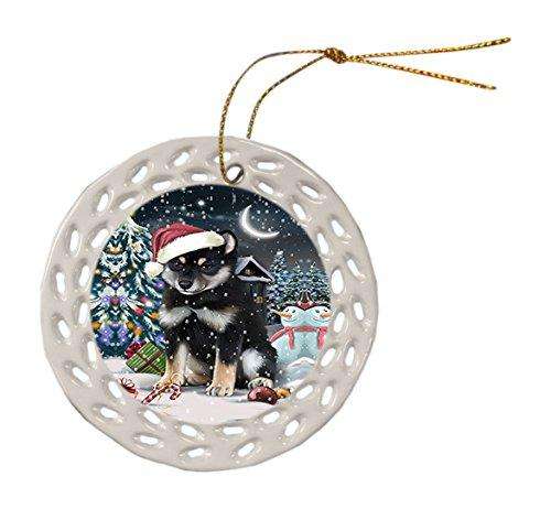 Have a Holly Jolly Shiba Inu Dog Christmas Round Doily Ornament POR248