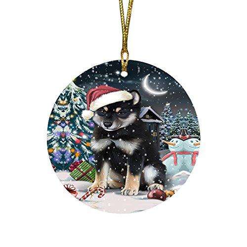 Have a Holly Jolly Shiba Inu Dog Christmas Round Flat Ornament POR1448