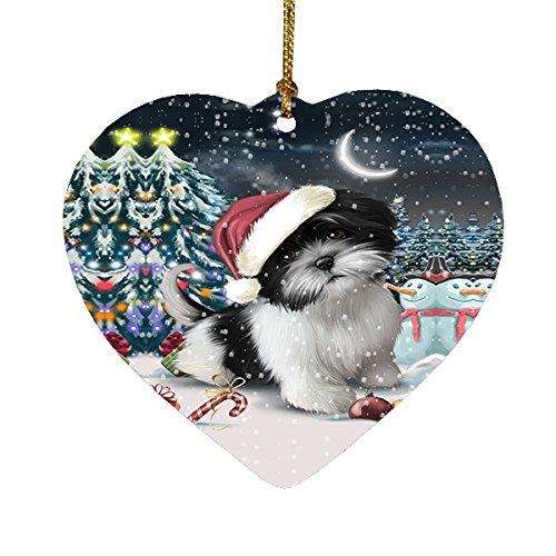 Have a Holly Jolly Shih Tzu Dog Christmas Heart Ornament POR1980