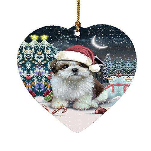 Have a Holly Jolly Shih Tzu Dog Christmas Heart Ornament POR1982