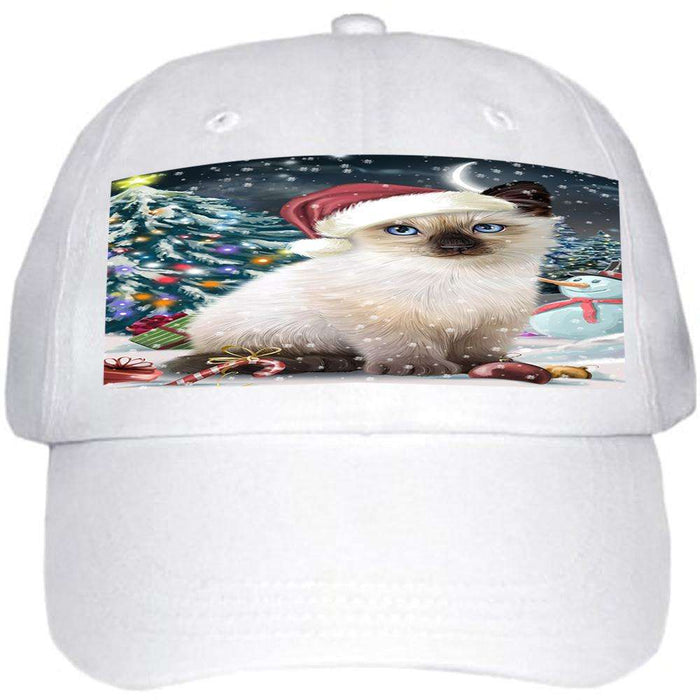 Have a Holly Jolly Siamese Cat Christmas Ball Hat Cap HAT58749