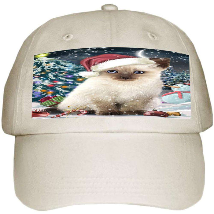 Have a Holly Jolly Siamese Cat Christmas Ball Hat Cap HAT58752