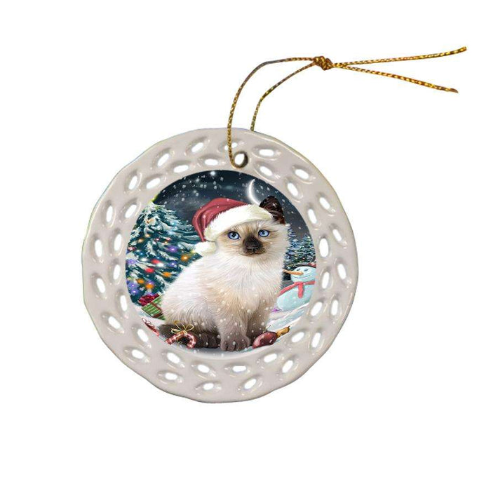 Have a Holly Jolly Siamese Cat Christmas  Ceramic Doily Ornament DPOR51672
