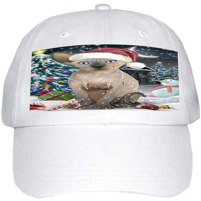 Have a Holly Jolly Sphynx Cat Christmas Ball Hat Cap HAT58761