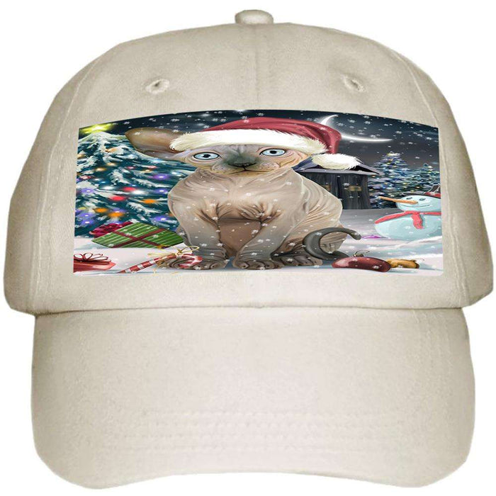 Have a Holly Jolly Sphynx Cat Christmas Ball Hat Cap HAT58761