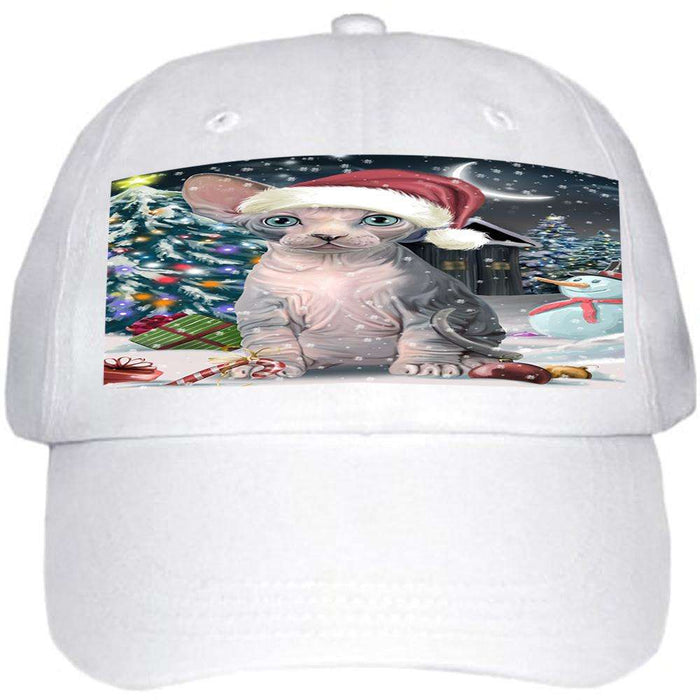 Have a Holly Jolly Sphynx Cat Christmas Ball Hat Cap HAT58764