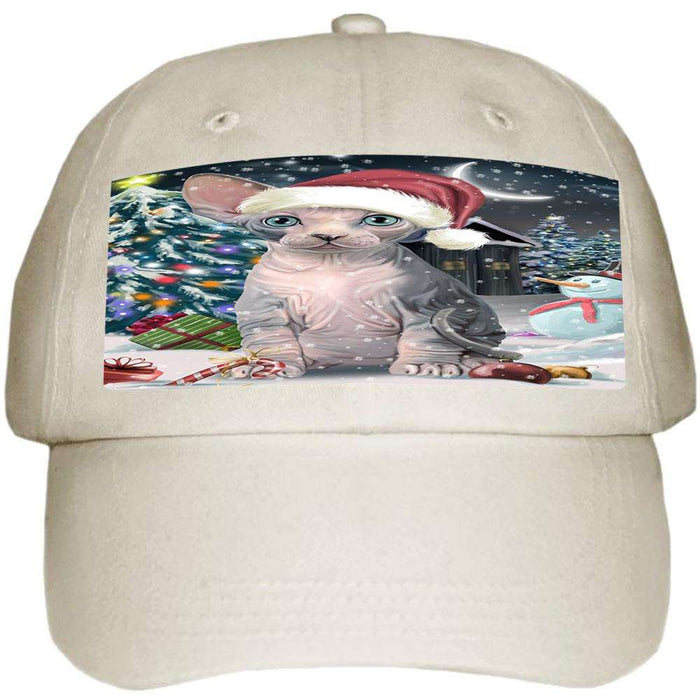 Have a Holly Jolly Sphynx Cat Christmas Ball Hat Cap HAT58764