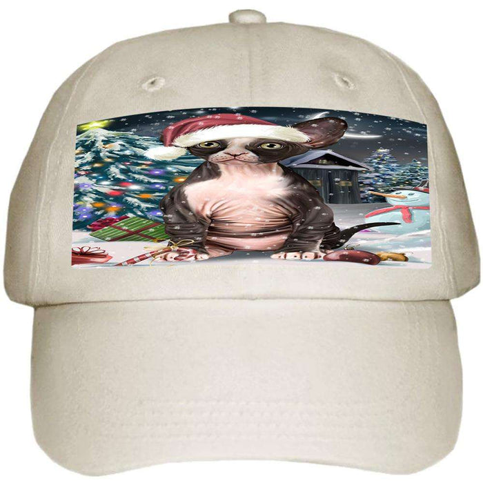 Have a Holly Jolly Sphynx Cat Christmas Ball Hat Cap HAT58767