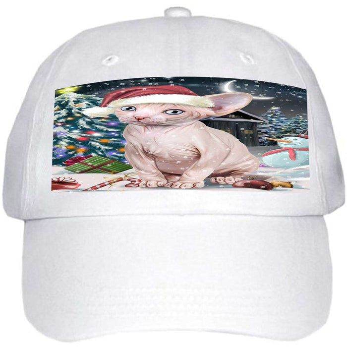 Have a Holly Jolly Sphynx Cat Christmas Ball Hat Cap HAT58770