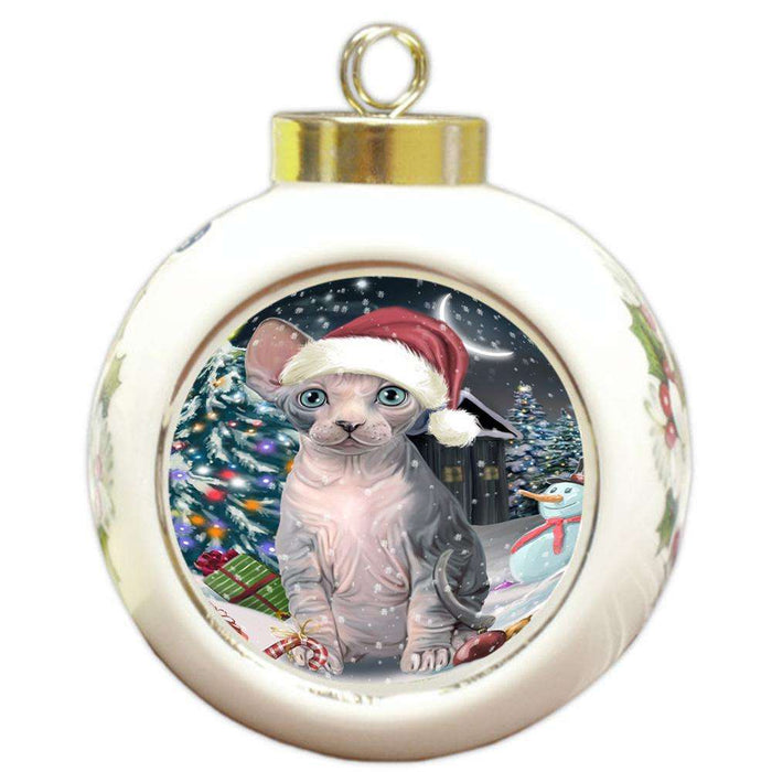 Have a Holly Jolly Sphynx Cat Christmas  Round Ball Christmas Ornament RBPOR51677