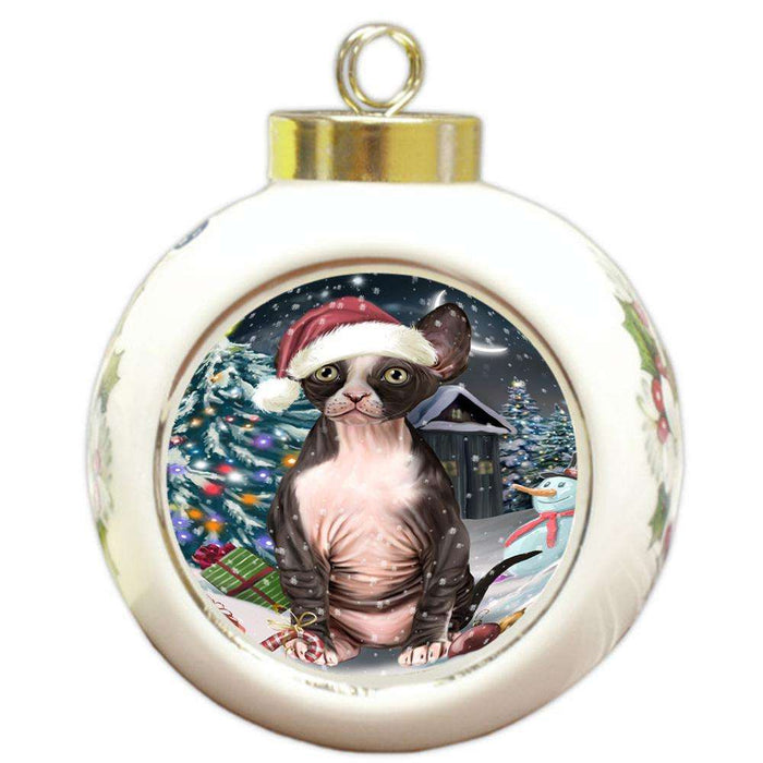 Have a Holly Jolly Sphynx Cat Christmas  Round Ball Christmas Ornament RBPOR51678