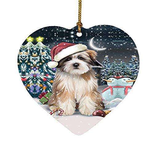 Have a Holly Jolly Tibetan Terrier Dog Christmas Heart Ornament POR1855