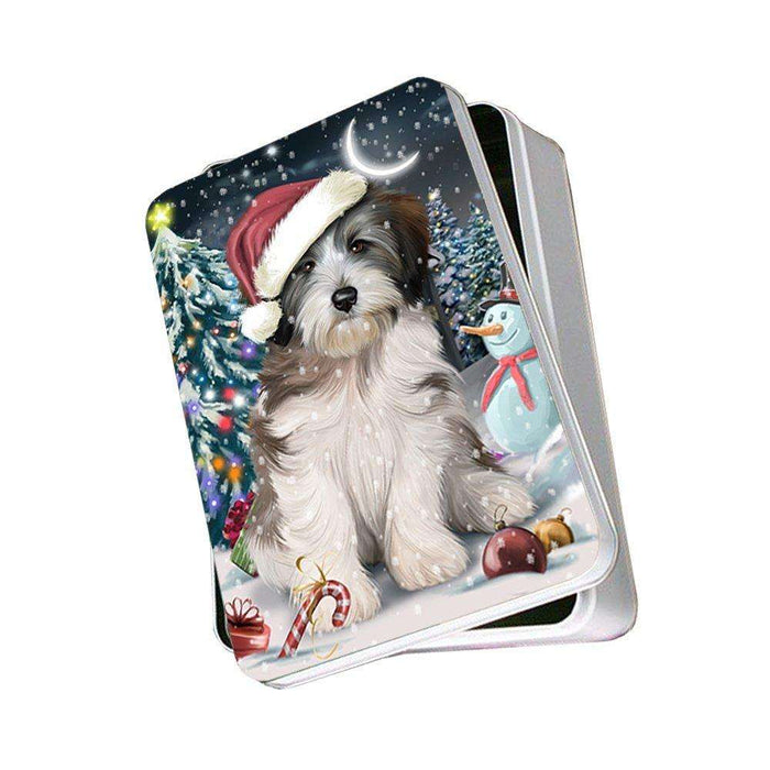 Have a Holly Jolly Tibetan Terrier Dog Christmas Photo Storage Tin PTIN0147