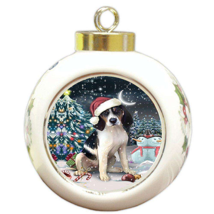 Have a Holly Jolly Treeing Walker Coonhound Dog Christmas Round Ball Ornament POR842