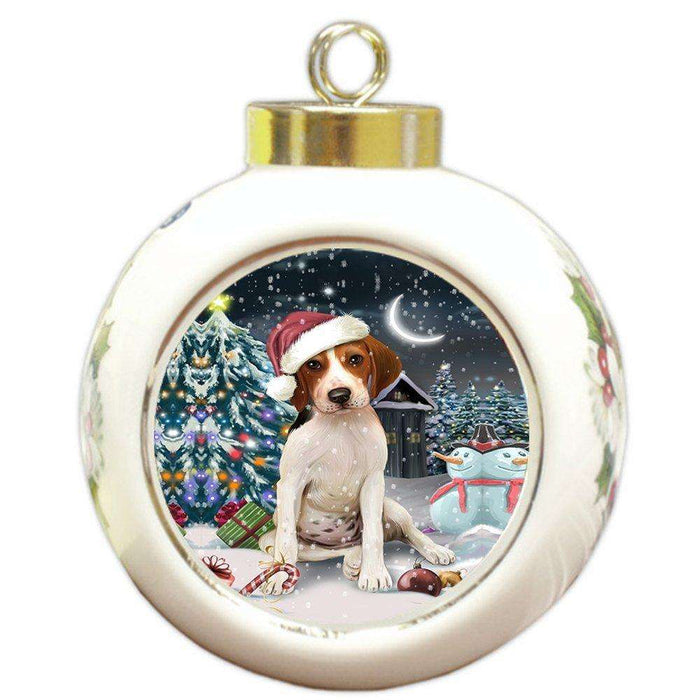Have a Holly Jolly Treeing Walker Coonhound Dog Christmas Round Ball Ornament POR843