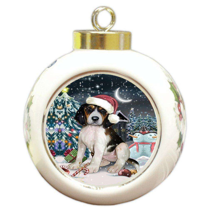 Have a Holly Jolly Treeing Walker Coonhound Dog Christmas Round Ball Ornament POR844