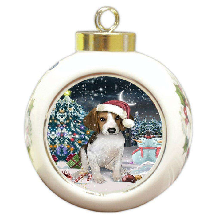 Have a Holly Jolly Treeing Walker Coonhound Dog Christmas Round Ball Ornament POR845