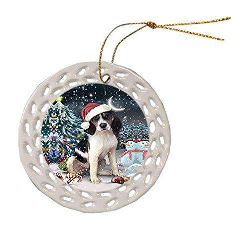 Have a Holly Jolly Treeing Walker Coonhound Dog Christmas Round Doily Ornament POR206