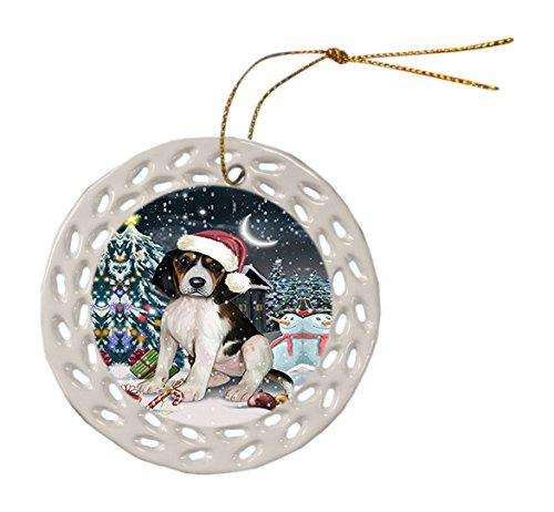 Have a Holly Jolly Treeing Walker Coonhound Dog Christmas Round Doily Ornament POR208