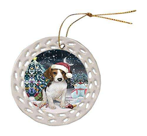 Have a Holly Jolly Treeing Walker Coonhound Dog Christmas Round Doily Ornament POR209