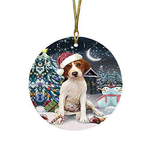 Have a Holly Jolly Treeing Walker Coonhound Dog Christmas Round Flat Ornament POR1407