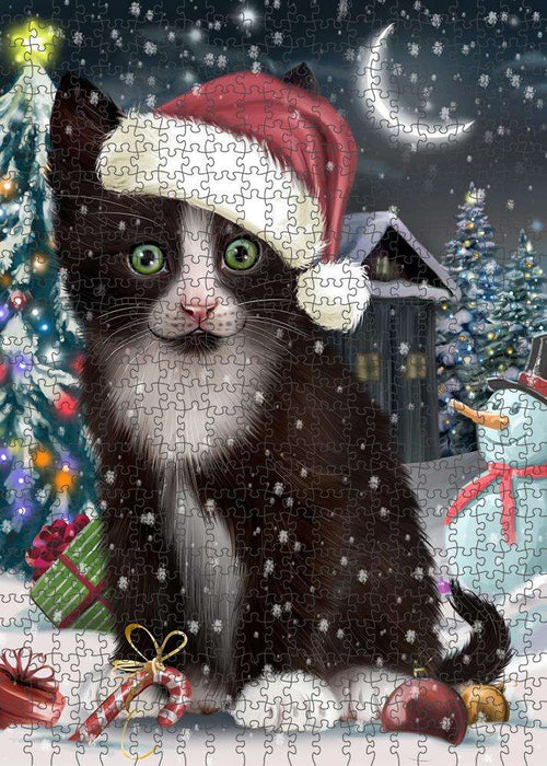 Have a Holly Jolly Tuxedo Cat Christmas Puzzle with Photo Tin PUZL59127
