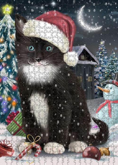 Have a Holly Jolly Tuxedo Cat Christmas Puzzle with Photo Tin PUZL59130