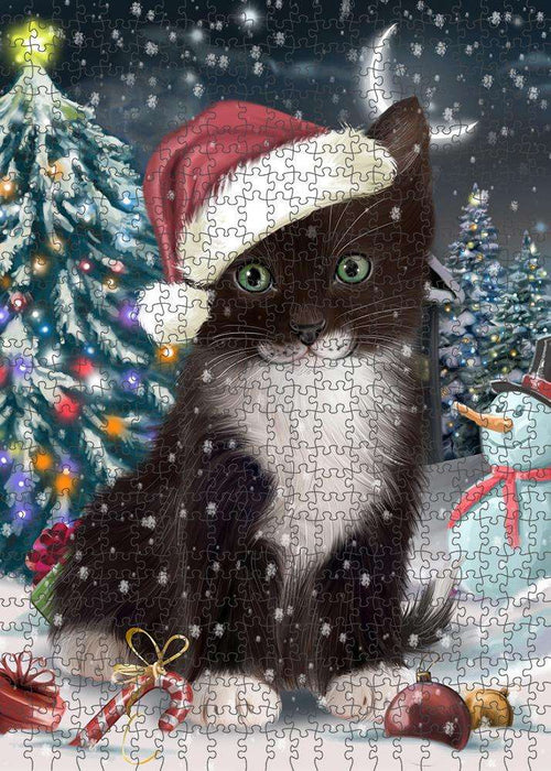 Have a Holly Jolly Tuxedo Cat Christmas Puzzle with Photo Tin PUZL59136
