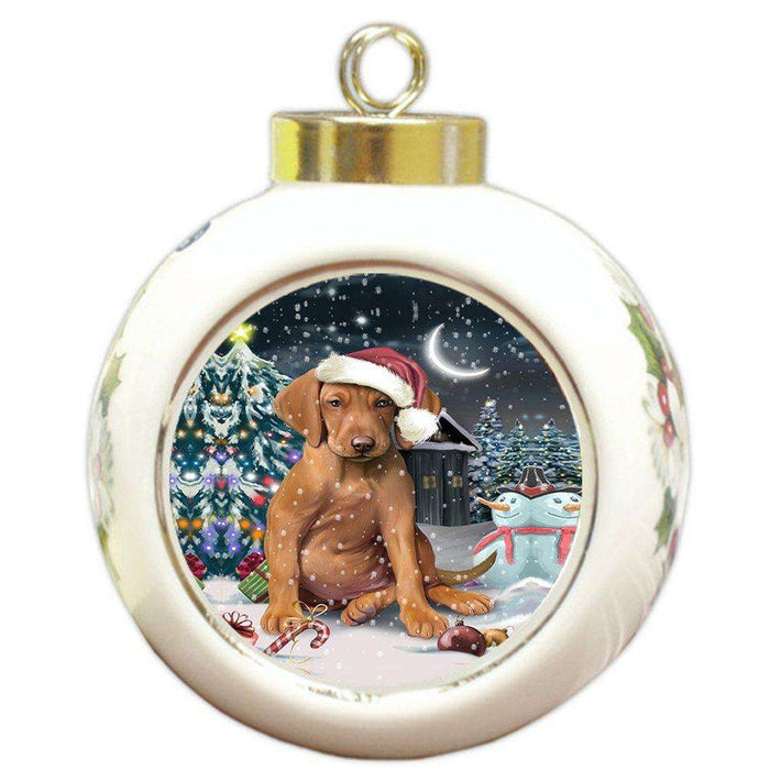 Have a Holly Jolly Vizsla Dog Christmas Round Ball Ornament POR799