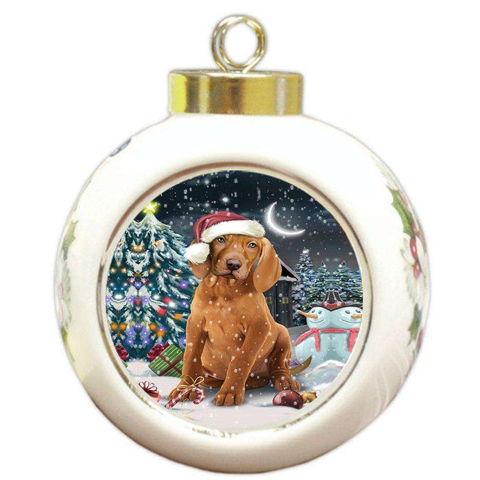 Have a Holly Jolly Vizsla Dog Christmas Round Ball Ornament POR800
