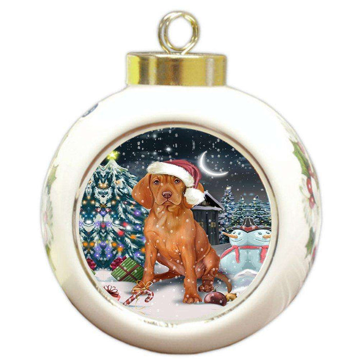 Have a Holly Jolly Vizsla Dog Christmas Round Ball Ornament POR801
