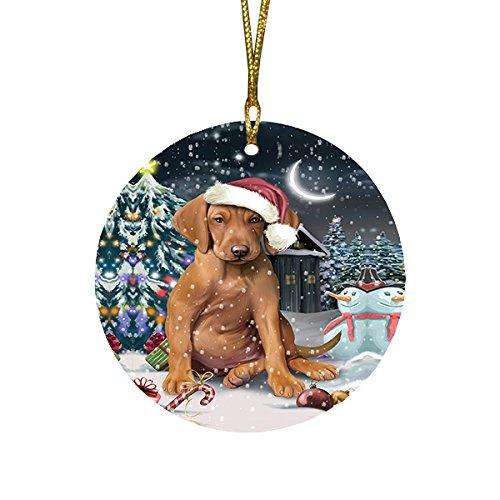 Have a Holly Jolly Vizsla Dog Christmas Round Flat Ornament POR1363