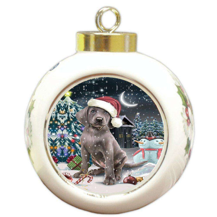Have a Holly Jolly Weimaraner Dog Christmas Round Ball Ornament POR846