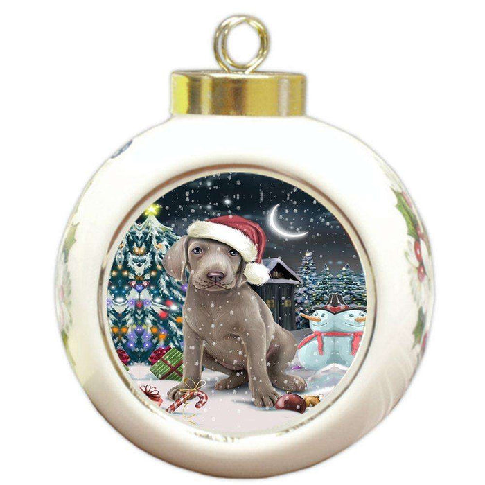 Have a Holly Jolly Weimaraner Dog Christmas Round Ball Ornament POR847