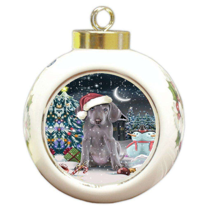 Have a Holly Jolly Weimaraner Dog Christmas Round Ball Ornament POR848